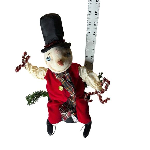 Gathered Traditions Monty Snowman With Top Hat Display Shelf Sitter Joe Spencer - Picture 3 of 3